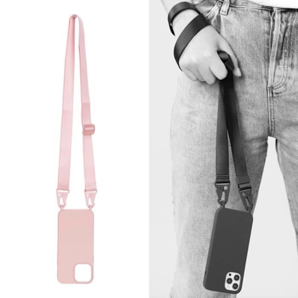 Skal till iPhone 12 Pro Max Ultra-resistent med halsband Sladd Rosa Eko