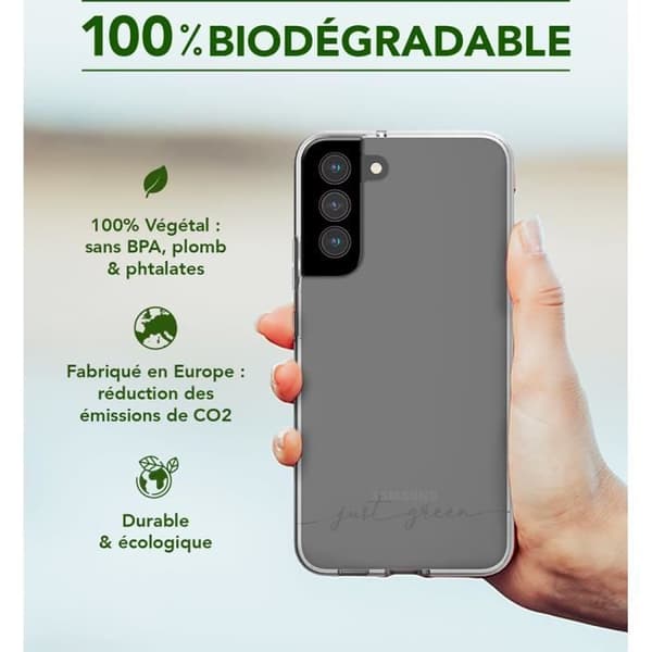 Coque - Just Green - Samsung G S22+ 5G - Biodegradable - Pehmeä - Läpinäkyvä Transparent