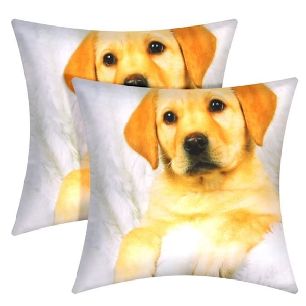 Sæt af 2 Pudeovertræk 40x40 cm Motif Hund Pels kastanj