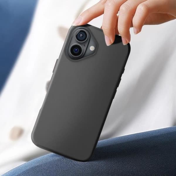 Coque - MagSafe - iPhone 16 - Vegansk Læder - Ridsesikring - Mikrofiberforing Svart