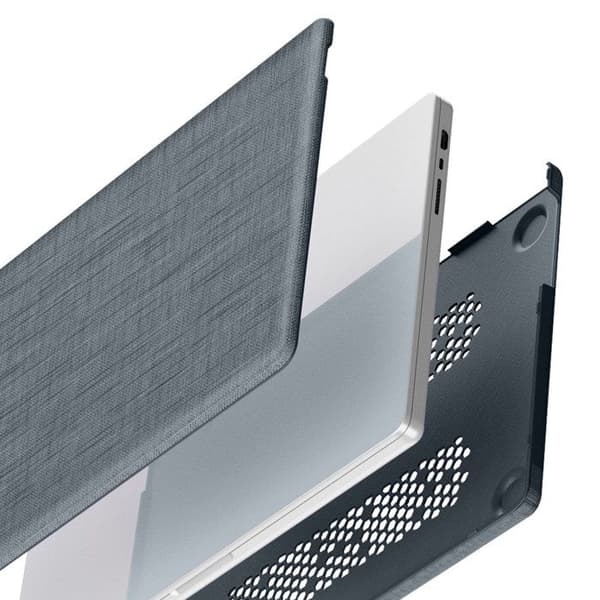 Fodral för MacBook Pro 16" - AVIZAR - Grått tyg - Fällbart magnetstöd - Ultratunt - Inbyggd ventilation Grå