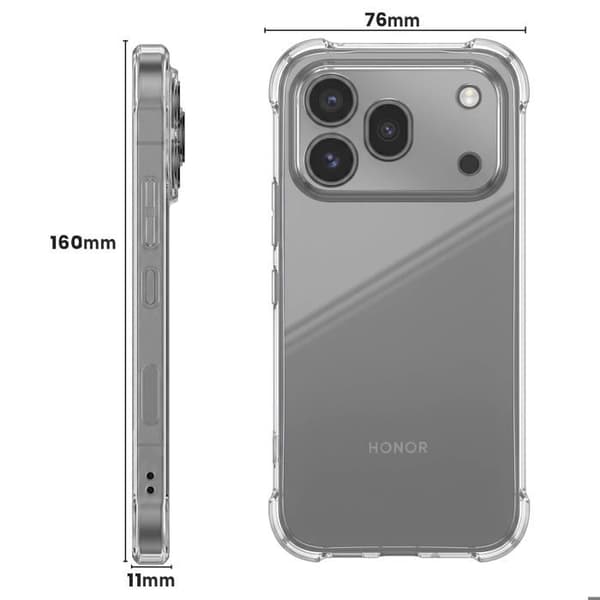 Honor 600 Pro:n iskunkestävä pehmeä silikonikuori, läpinäkyvä Vit