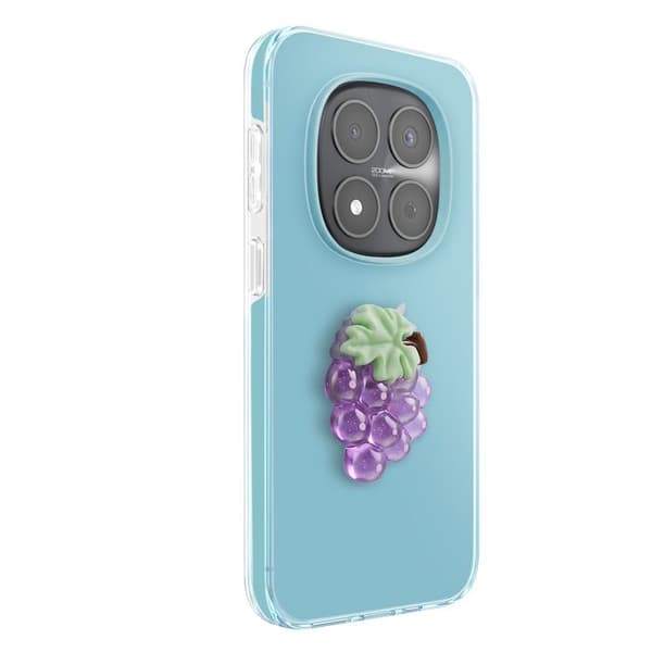 Cover til Redmi Note 15 Pro 5G med 3D-reliefmønster af druer og forhøjet kant i blå Blå