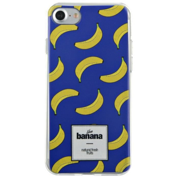 Coque - BIGBEN CONNECTED - iPhone 7 - Semi-rigide - Blå - Mönster Bananer Blå