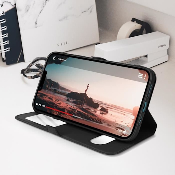 iPhone 13 Mini-fodral - AVIZAR - Dubbel fönster videoställ - Svart Svart