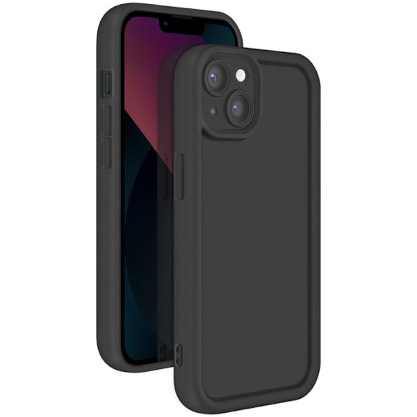 Silicone Soft Touch Cover til iPhone 13 med Hævede Kanter Sort Svart