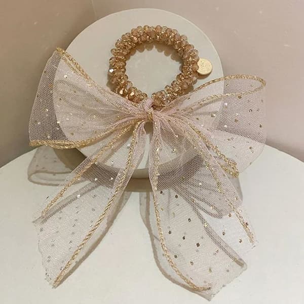 Chouchou - AVIZAR - Beige - Glittrande Elastik - Luminous Pearls - Gaze Knut Beige