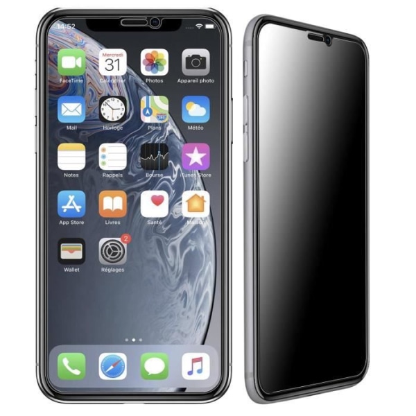 iPhone XR -näyttökalvo, viisto karkaistu lasi Anti-Spy Black Edge Black