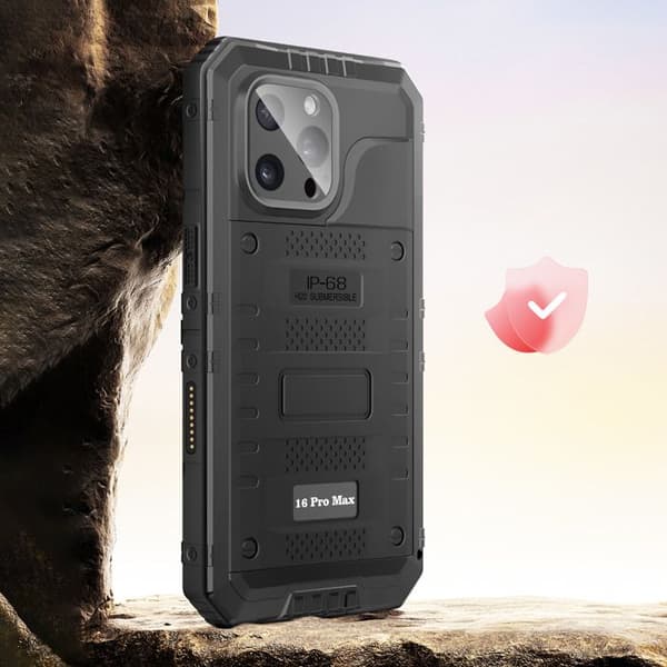 Vandtæt Cover - AVIZAR - iPhone 16 Pro Max - IP68 - Stødabsorberende - Forstærket Kant Sort Svart
