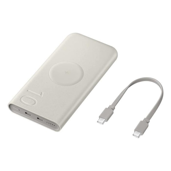 Trådlös Extern Laddare Original 10000 mAh 2x USB C Snabbladdning 25W Samsung Beige Beige