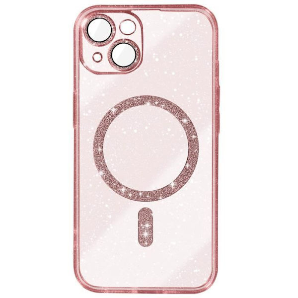 MagSafe Fodral för iPhone 15 Silikon Glitter Champagne Rosa