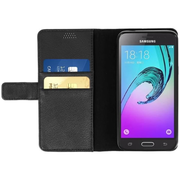 Sort Wallet Folio Case Cover til Samsung Galaxy J3 - Standerfunktion