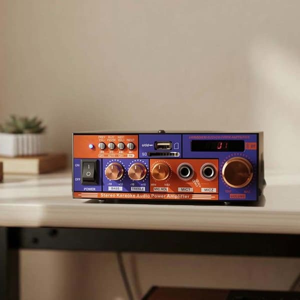 Stereo audioforstærker - AVIZAR - Multifunktion - Bluetooth USB/SD - FM - Lilla Violett