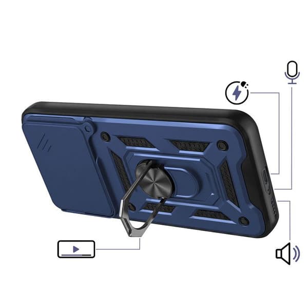 Coque Ring til Redmi Note 15 Pro Plus 4G med Skydelåg til Kamera Mayaxess Mørkeblå Blå