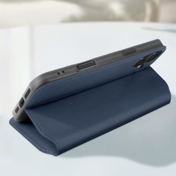 Etui til iPhone 16 Plus Klap Porte-kort og Video Støtte Blå Nat Blå