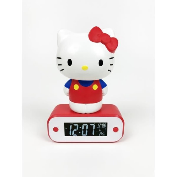 Lysende Hello Kitty figur - TEKNOFUN - vækkeur funktion og visning af tid, dato og temperatur