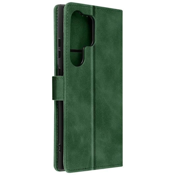 Fodral till Samsung S24 Ultra - AVIZAR - Wallet Flip Video Support - Grön - Syntet - Klaff Grön