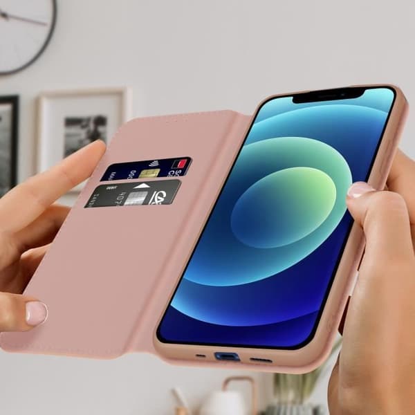 Housse Folio - AVIZAR - iPhone 12 Mini - Vaaleanpunainen - Video Tuki - Korttipaikat Rosa