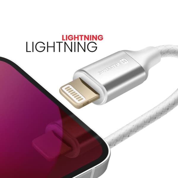 Lydadapter - Lightning til 3,5 mm stik - Hvid - Textil kabel - 15 cm