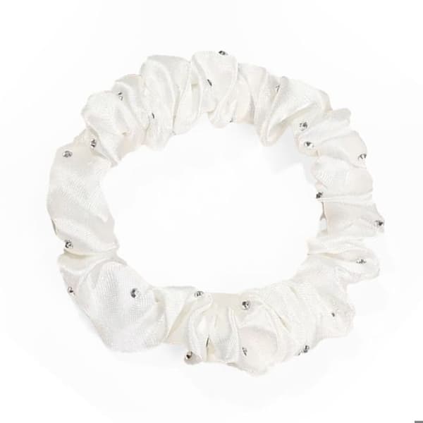 Chouchou - AVIZAR - Klassisk - Satin Plissé - Diamant Chic - Vit Vit