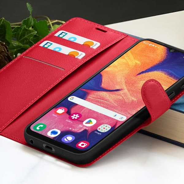 Plånboksfodral - ZANAÉ - Galaxy A10 - Röd - Videostöd - Magnetflik Röd