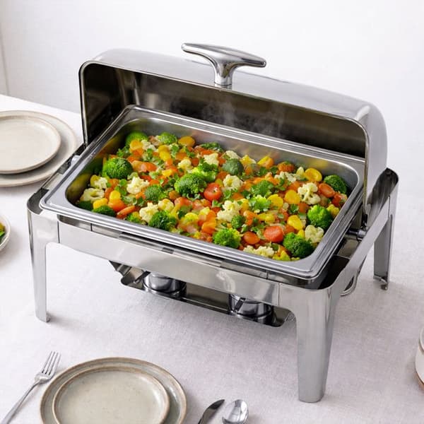 Enkel 9L Inox Värmeskåp med Vikbar Glaslock Homeline Silver Grå