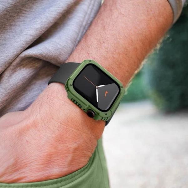 Fuld hærdet glasbeskyttelse til Apple Watch Series 6/5/4/SE 44 mm - AVIZAR - Khaki - Polycarbonat - Grøn Grön