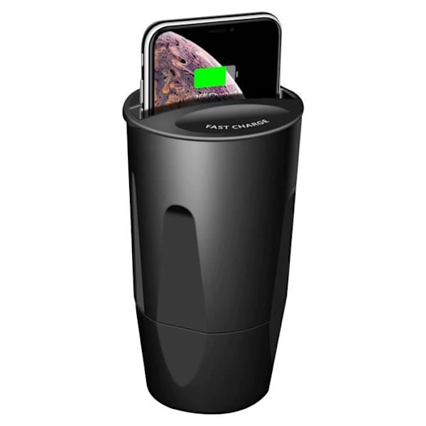 Suuntaava tupakansytytin - Yhteensopiva - Musta - 2 USB-porttia - QI-toiminto - 4,4A Svart