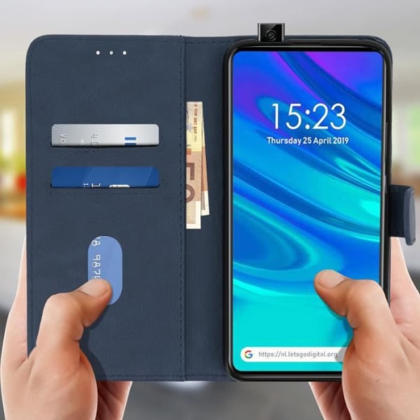 Hus - AVIZAR - Huawei P Smart Z/Y9 Prime 2019 - Fodral Folio - Mjuk skal - Mörkblå Midnattsblå
