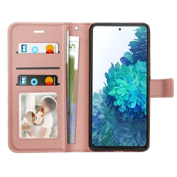 Pungetui til Samsung Galaxy S20 FE med håndledsrem og videostøtte Mayaxess Rose gold Roséguld