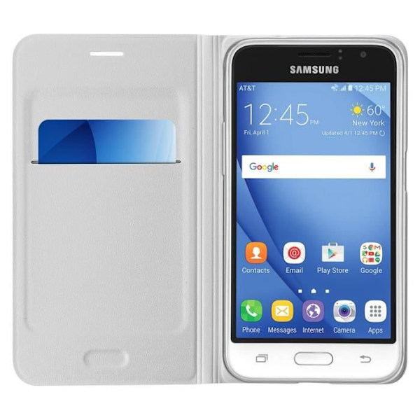 Alkuperäinen Samsung Galaxy J1 2016 White Wallet Folio Cover - Erittäin ohut