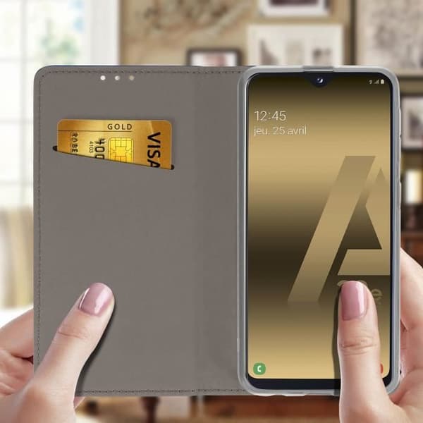 Plånboksfodral - AVIZAR - Galaxy A20e - Mörkblå - Semi-rigid - Lock Midnattsblå