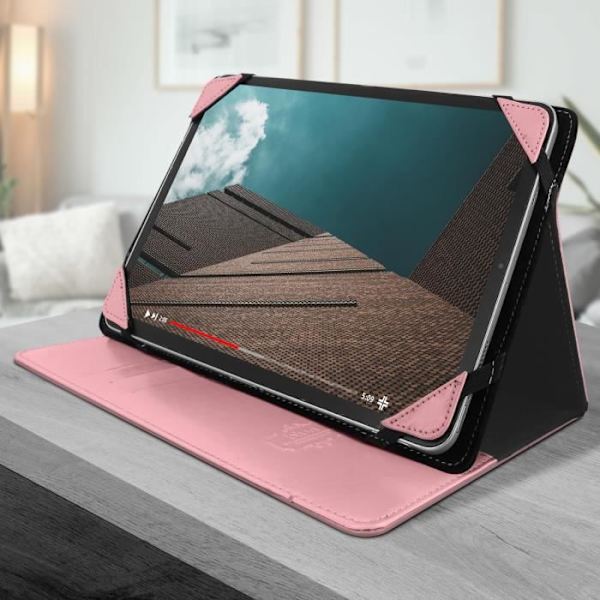 Universal 7-tums tabletfodral - BLUN - Rosa - Sammet - Videostöd - Integrerad förvaring Rosa