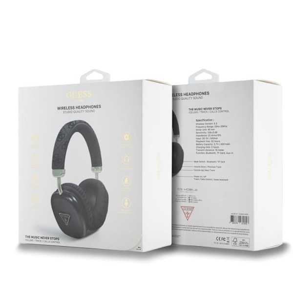 Langattomat Stereo Bluetooth 5.3 Kuulokkeet 4G Kolmiot Kuvio Guess Musta Svart