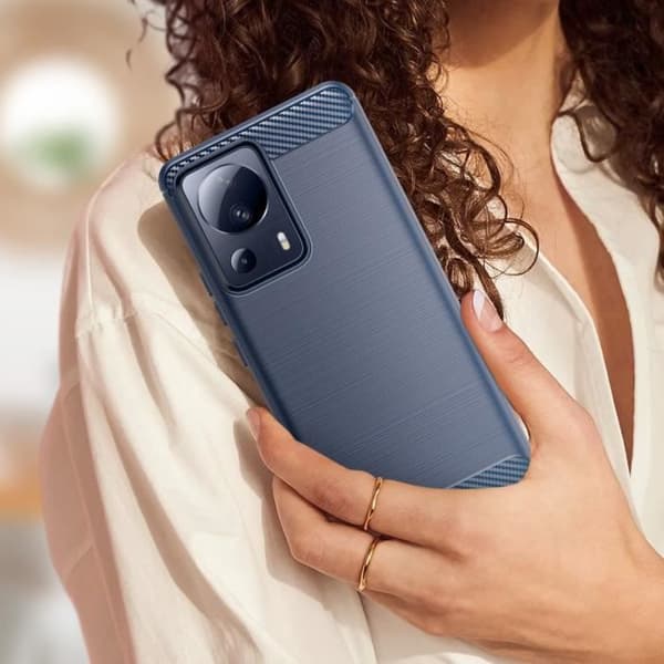 Telefoncover - AVIZAR - Xiaomi 13 Lite - Forstærket Silikone - Børstet Kul - Blå Blå