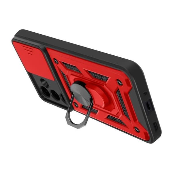 Coque til Samsung Galaxy A16 - Mayaxess - Rød - Stødabsorberende - Skydelåg til kamera - Støtte ring Röd