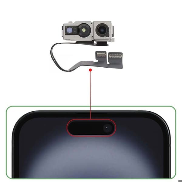 Etukamera iPhone 16 Selfie-anturi 12MP Musta