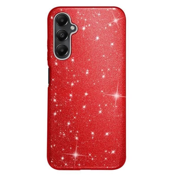 Kimallekuori - Samsung Galaxy A05S - Iskunkestävä - Kimalteleva - Punainen Röd