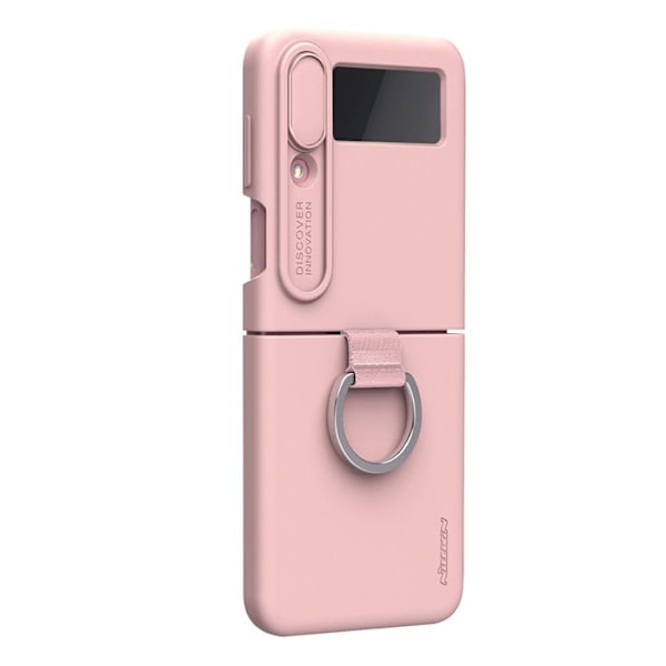 Silkkisilikonikuori Galaxy Z Flip4 5G:lle, jossa on Nillkinin pitävä rengas, vaaleanpunainen Rosa