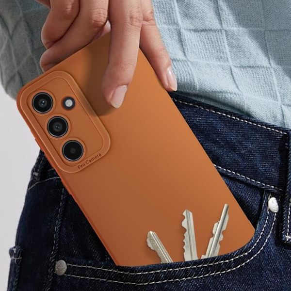 Suojakuori Samsung Galaxy A55 5G:lle - AVIZAR - Soft Touch Matte Silikoni - Ruskea - Vahvistettu kameran reunasuojaus kastanj