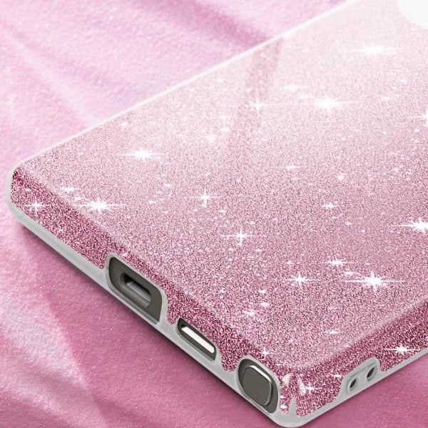 Kotelo - AVIZAR - Samsung Galaxy S24 Ultra - Glitter - Puolijäykkä silikoni - Hieno vaaleanpunainen Rosa