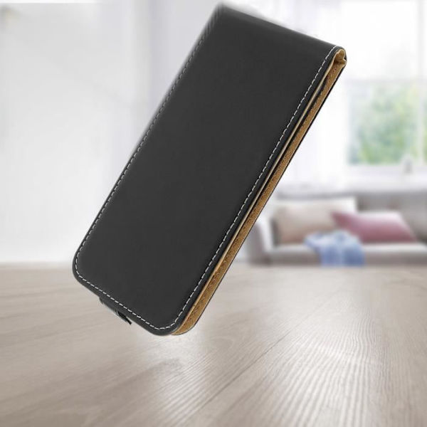 AVIZAR-fodral för Apple iPhone 12 Mini - Heltäckande skydd - Svart - Ekoskinn - Magnetstängning Svart