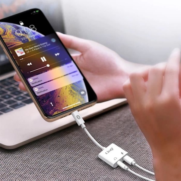 Lydadapter - LinQ - Adapter - Lightning - Jack 3,5 mm - Samtidig opladning
