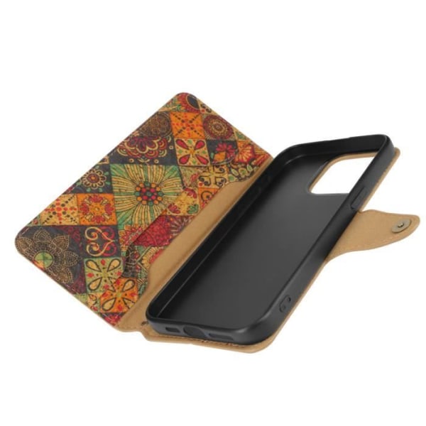 Korkfodral för iPhone 15 Pro Max Flip Wallet Bohemian Support Svart