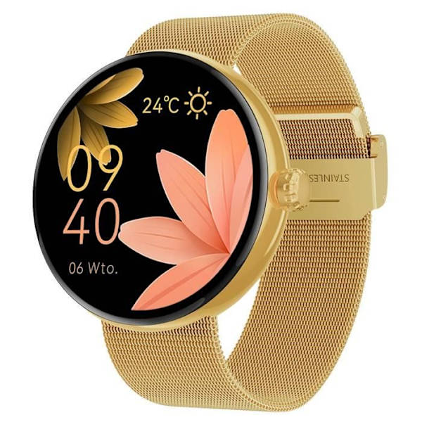 Elegant Connected Women's Watch Health Tracking Bluetooth Call Forever Gold Gul
