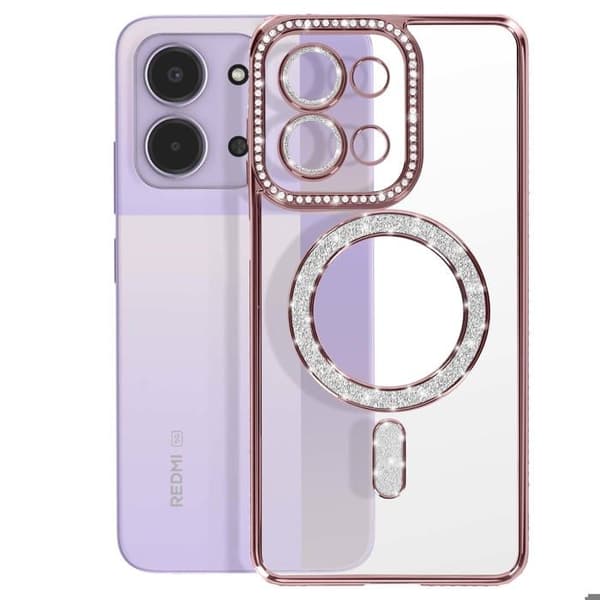 MagSafe-skal - AVIZAR - Redmi 15C - Rosa - Strass - Stöt- och repfritt skydd Ros
