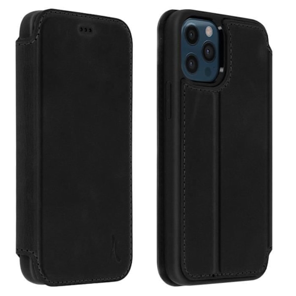 iPhone 12 Pro Max læder etui Akashi - Sort - Kortholder og videostøttefunktion Svart