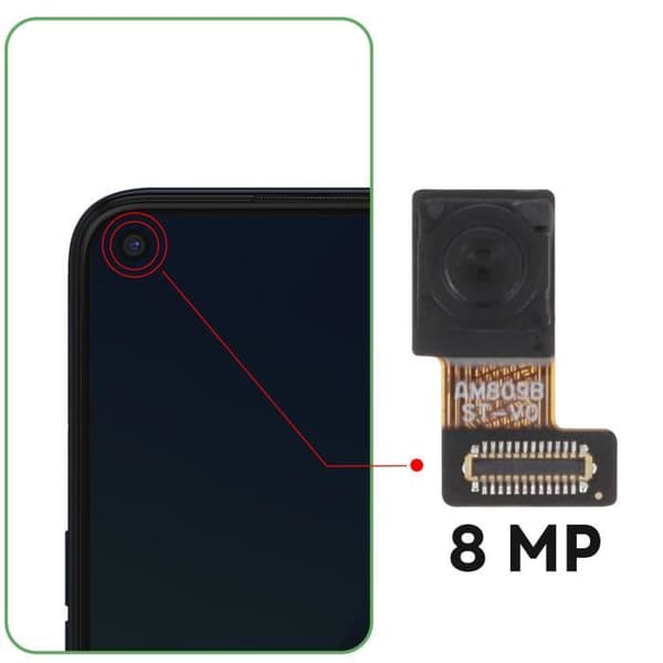 Frontkamera för Oppo A53s 8MP Selfie Sensor Relife Black Svart