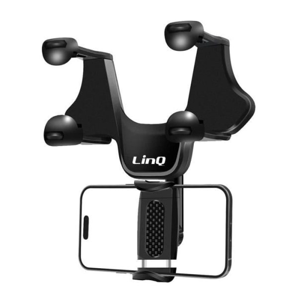 Smartphone bilholder - LINQ - 360° roterende bakspejl - Nem installation - Sort Svart
