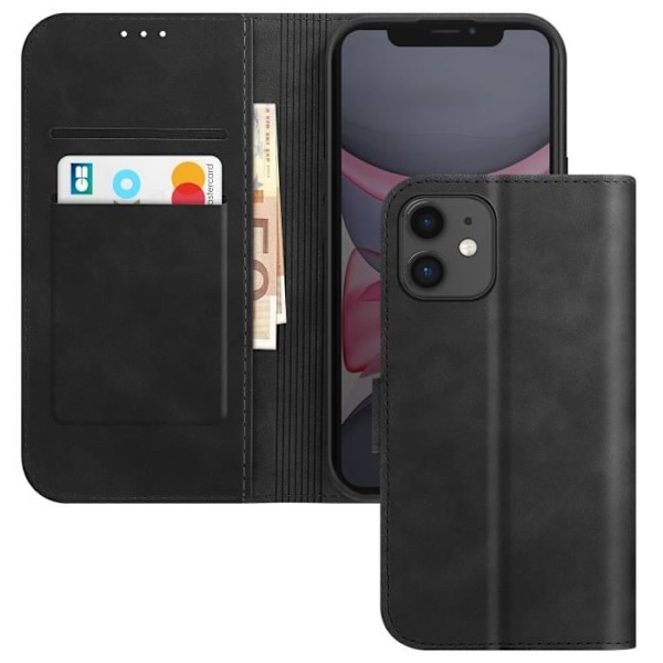 Cover til iPhone 11 Wallet Flip Video Support - AVIZAR - Sort - Halvstiv - Glat - Blandet Svart